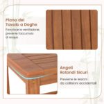 Costway Tavolino laterale da esterno a 2 livelli in legno massello con ripiano portaoggetti, Tavolo quadrato rustico per patio giardino veranda e soggiorno - immagine 8