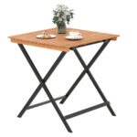 Costway Tavolino pieghevole da esterno con piano verniciabile 2 ganci di fissaggio e struttura a x, Tavolo da giardino quadrato in legno di acacia