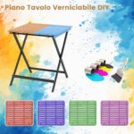 Costway Tavolino pieghevole da esterno con piano verniciabile 2 ganci di fissaggio e struttura a x, Tavolo da giardino quadrato in legno di acacia - immagine 10