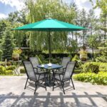 Costway Tavolo bistrò quadrato e set di 2 sedie pieghevoli e portatili da esterno, Tavolo da pranzo pieghevole e set di 2 sedie per veranda Grigio - immagine 2