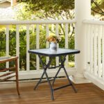 Costway Tavolo bistrò quadrato e set di 2 sedie pieghevoli e portatili da esterno, Tavolo da pranzo pieghevole e set di 2 sedie per veranda Grigio - immagine 3