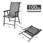 Costway Tavolo bistrò quadrato e set di 2 sedie pieghevoli e portatili da esterno, Tavolo da pranzo pieghevole e set di 2 sedie per veranda Grigio - immagine 8
