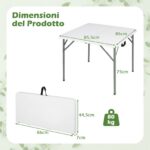 Costway Tavolo campeggio pieghevole per interno ed esterno, Tavolino da esterno richiudibile con maniglia di trasporto tavolo da gioco quadrato - immagine 5