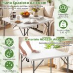 Costway Tavolo campeggio pieghevole per interno ed esterno, Tavolino da esterno richiudibile con maniglia di trasporto tavolo da gioco quadrato - immagine 10