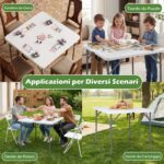 Costway Tavolo campeggio pieghevole per interno ed esterno, Tavolino da esterno richiudibile con maniglia di trasporto tavolo da gioco quadrato - immagine 9