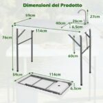 Costway Tavolo da campeggio con rubinetto e lavandino, Tavolo pieghevole e portatile per lavaggio e preparazione di cibi pesca e verdure - immagine 6