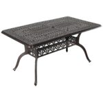 Costway Tavolo da giardino con foro ombrellone da 5 cm 151 x 91 x 73 cm, Tavolo da pranzo esterno per patio cortile e bordo piscina Rosso - immagine 5