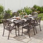 Costway Tavolo da giardino con foro ombrellone da 5 cm 151 x 91 x 73 cm, Tavolo da pranzo esterno per patio cortile e bordo piscina Rosso - immagine 3