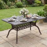 Costway Tavolo da giardino con foro ombrellone da 5 cm 151 x 91 x 73 cm, Tavolo da pranzo esterno per patio cortile e bordo piscina Rosso - immagine 2