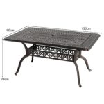 Costway Tavolo da giardino con foro ombrellone da 5 cm 151 x 91 x 73 cm, Tavolo da pranzo esterno per patio cortile e bordo piscina Rosso - immagine 6