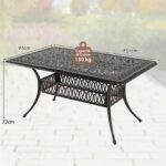 Costway Tavolo da giardino con foro ombrellone da 5,3 cm 151 x 91 x 73 cm, Tavolo da pranzo esterno per patio cortile e bordo piscina Rosso - immagine 6