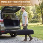 Costway Tavolo da picnic pieghevole e portatile a 4-6 posti, Tavolo da campeggio in legno massello con piano arrotolabile Naturale - immagine 10