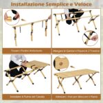 Costway Tavolo da picnic pieghevole e portatile a 4-6 posti, Tavolo da campeggio in legno massello con piano arrotolabile Naturale - immagine 6