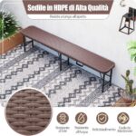 Costway Tavolo pieghevole portatile da 180 cm e panca pieghevole in plastica, Tavolo da campeggio e sedile portatile pieghevole a metà Marrone - immagine 14