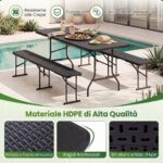 Costway Tavolo pieghevole portatile da 180 cm tavolo pieghevole in HDPE, Tavolo da campeggio con meccanismo di blocco sicuro Nero - immagine 10