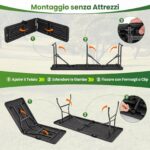 Costway Tavolo pieghevole portatile da 180 cm tavolo pieghevole in HDPE, Tavolo da campeggio con meccanismo di blocco sicuro Nero - immagine 8