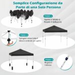 Costway Tenda a gazebo 3x3 m con installazione istantanea e tettuccio argento, Gazebo portatile completo di accessori per campeggio ed eventi Nero - immagine 6