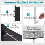 Costway Tenda a gazebo 3x3 m con installazione istantanea e tettuccio argento, Gazebo portatile completo di accessori per campeggio ed eventi Nero - immagine 10