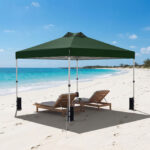 Costway Tenda a gazebo 3x3 m con installazione istantanea e tettuccio argento, Gazebo portatile completo di accessori per campeggio ed eventi Verde - immagine 4