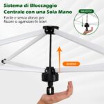 Costway Tenda a gazebo 3x3 m con installazione istantanea e tettuccio argento, Gazebo portatile completo di accessori per campeggio ed eventi Verde - immagine 8