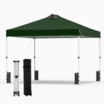 Costway Tenda a gazebo 3x3 m con installazione istantanea e tettuccio argento, Gazebo portatile completo di accessori per campeggio ed eventi Verde