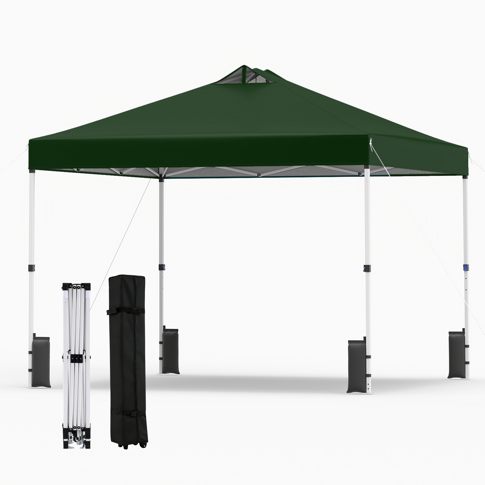 Tenda-a-gazebo-3x3-m-con-installazione-istantanea-e-tettuccio-argento-mediaId103777058-1773649930.jpg Costway Tenda a gazebo 3x3 m con installazione istantanea e tettuccio argento, Gazebo portatile completo di accessori per campeggio ed eventi Verde - immagine 1