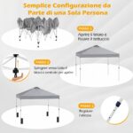 Costway Tenda a gazebo 3x3 m con installazione istantanea e tettuccio argento, Gazebo portatile completo di accessori per campeggio ed eventi Grigio - immagine 9
