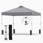 Costway Tenda a gazebo 3x3 m con installazione istantanea e tettuccio argento, Gazebo portatile completo di accessori per campeggio ed eventi Grigio - immagine 8