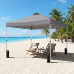 Costway Tenda a gazebo 3x3 m con installazione istantanea e tettuccio argento, Gazebo portatile completo di accessori per campeggio ed eventi Grigio - immagine 4