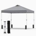 Costway Tenda a gazebo 3x3 m con installazione istantanea e tettuccio argento, Gazebo portatile completo di accessori per campeggio ed eventi Grigio
