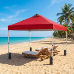 Costway Tenda a gazebo 3x3 m con installazione istantanea e tettuccio argento, Gazebo portatile completo di accessori per campeggio ed eventi Rosso - immagine 4