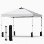 Costway Tenda a gazebo 3x3 m con installazione istantanea e tettuccio argento, Gazebo portatile completo di accessori per campeggio ed eventi Bianco