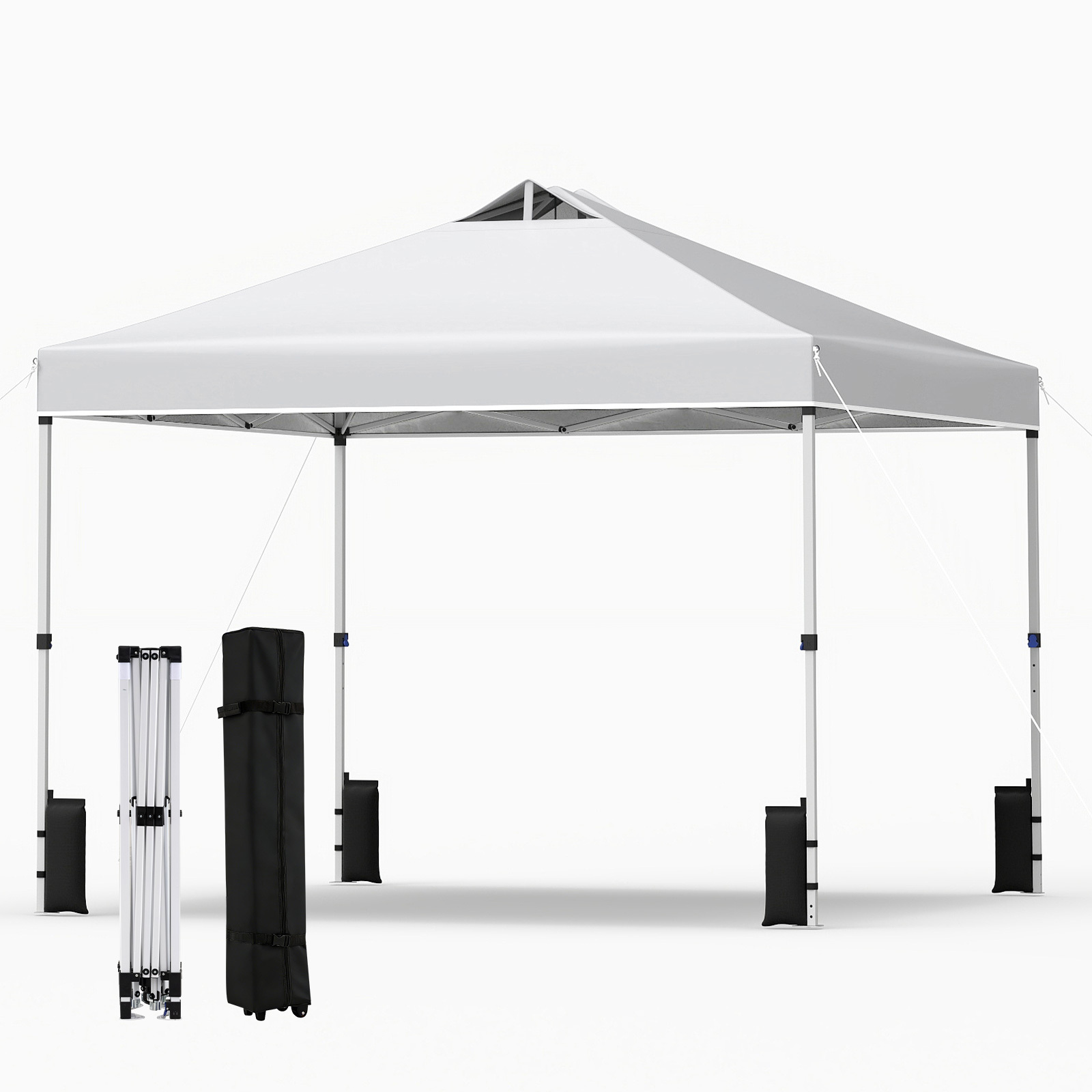 Tenda-a-gazebo-3x3-m-con-installazione-istantanea-e-tettuccio-argento-mediaId103777127-1773650220.jpg Costway Tenda a gazebo 3x3 m con installazione istantanea e tettuccio argento, Gazebo portatile completo di accessori per campeggio ed eventi Bianco - immagine 1