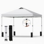 Costway Tenda a gazebo 3x3 m con installazione istantanea e tettuccio argento, Gazebo portatile completo di accessori per campeggio ed eventi Bianco - immagine 7
