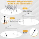 Costway Tenda a gazebo 3x3 m con installazione istantanea e tettuccio argento, Gazebo portatile completo di accessori per campeggio ed eventi Bianco - immagine 9