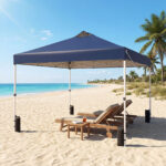 Costway Tenda a gazebo 3x3 m con installazione istantanea e tettuccio argento, Gazebo portatile completo di accessori per campeggio ed eventi Blu - immagine 4