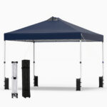 Costway Tenda a gazebo 3x3 m con installazione istantanea e tettuccio argento, Gazebo portatile completo di accessori per campeggio ed eventi Blu