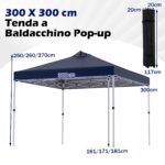 Costway Tenda a gazebo 3x3 m con installazione istantanea e tettuccio argento, Gazebo portatile completo di accessori per campeggio ed eventi Blu - immagine 5