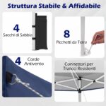 Costway Tenda a gazebo 3x3 m con installazione istantanea e tettuccio argento, Gazebo portatile completo di accessori per campeggio ed eventi Blu - immagine 6