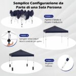 Costway Tenda a gazebo 3x3 m con installazione istantanea e tettuccio argento, Gazebo portatile completo di accessori per campeggio ed eventi Blu - immagine 7