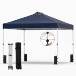 Costway Tenda a gazebo 3x3 m con installazione istantanea e tettuccio argento, Gazebo portatile completo di accessori per campeggio ed eventi Blu - immagine 9