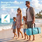 Costway Tenda da campeggio con 2 porte con cerniera 2 finestre e borsa da trasporto protezione solare, Tenda da spiaggia portatile con tettoia estesa Blu - immagine 11