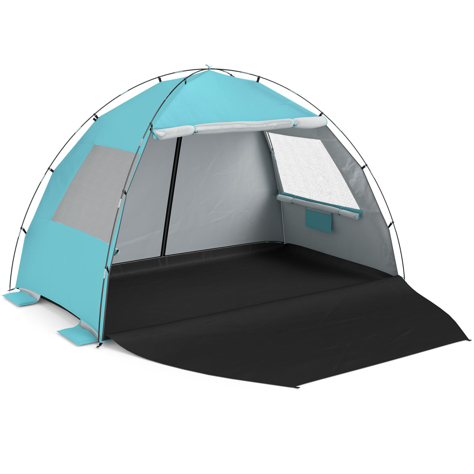 Tenda-da-campeggio-con-2-porte-con-cerniera-2-finestre-e-borsa-da-trasporto-protezione-solare-mediaId104235535-1777449292.jpg Costway Tenda da campeggio con 2 porte con cerniera 2 finestre e borsa da trasporto protezione solare, Tenda da spiaggia portatile con tettoia estesa Blu - immagine 1