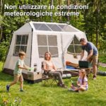 Costway Tenda da campeggio pop-up 2-4 persone 2 camere impermeabile, Tenda automatica con tettoia rimovibile e finestre e borsa - immagine 9