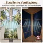 Costway Tenda da campeggio pop-up 2-4 persone 2 camere impermeabile, Tenda automatica con tettoia rimovibile e finestre e borsa - immagine 10