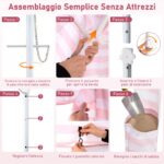 Costway Tenda da spiaggia con parete laterale rimovibile borsa portatile 4 sacchi e 4 ganci per appendere, Gazebo da esterno regolabile in altezza Rosa - immagine 5