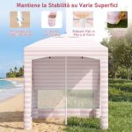 Costway Tenda da spiaggia con parete laterale rimovibile borsa portatile 4 sacchi e 4 ganci per appendere, Gazebo da esterno regolabile in altezza Rosa - immagine 6