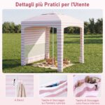 Costway Tenda da spiaggia con parete laterale rimovibile borsa portatile 4 sacchi e 4 ganci per appendere, Gazebo da esterno regolabile in altezza Rosa - immagine 8
