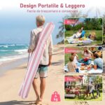 Costway Tenda da spiaggia con parete laterale rimovibile borsa portatile 4 sacchi e 4 ganci per appendere, Gazebo da esterno regolabile in altezza Rosa - immagine 9