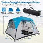 Costway Tenda pop-up con tettoia rimovibile per 5-6 persone - immagine 3